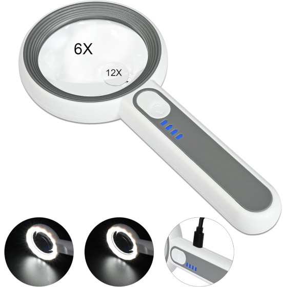 Suurennuslasi 6-12x ladattava USB