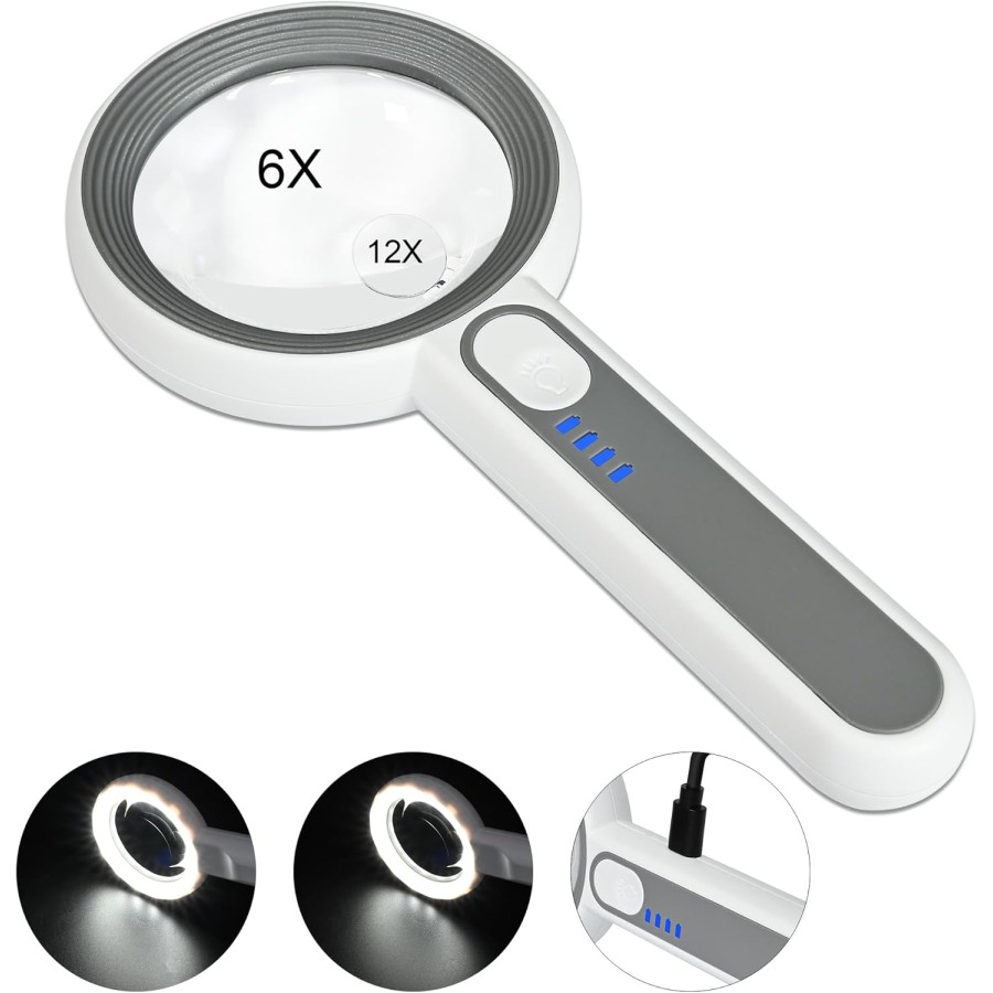 Suurennuslasi 6-12x ladattava USB Suurennuslasi 6-12x ladattava USB