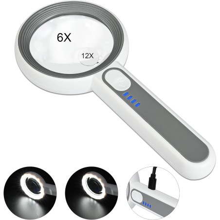 Suurennuslasi 6-12x ladattava USB